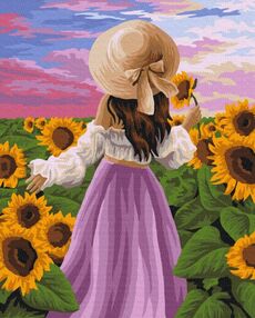 Розпис по номерах 40х50 BS51571 Леді в соняшниках  brushme Брашми