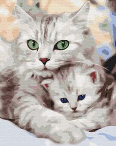 Розпис по номерах 40х50 BS52689 Мама кішка з котеням