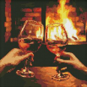 Алмазна мозаїка 30х30 АМО7859 Гріємося біля каміна "Ідейка"