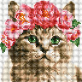 Алмазна мозаїка б/підрамн 20х20 АМС7792 Вишукана кішечка зі стразами "Ідейка"