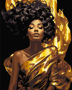 Розпис по номерах 40х50 BSB0012 Одягнена в промені  чорне полотно brushme Брашми