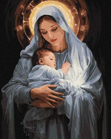 Розпис по номерах 40х50 КНО8413 Ніжність матері з фарбою металіе "Ідейка"