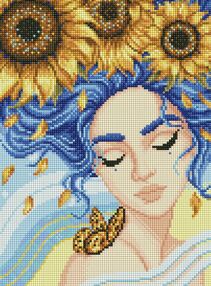 Алмазна мозаїка 30х40 АМО7835 Дівчина з соняшниками з АВ стразами "Ідейка"