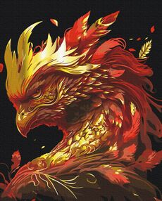 Розпис по номерах 40х50 BSB0014 Золотий фенікс чорне полотно  brushme Брашми