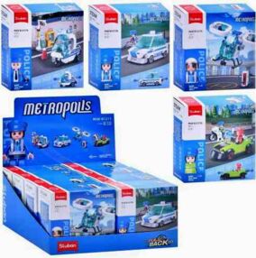 Конструктор Sluban поліція транспорт від 97 деталей 4 види М38-В1217