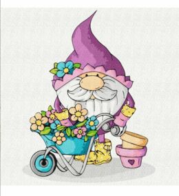 Розпис по номерах 40х40 SBS008 Гномик квітникар brushme Брашми