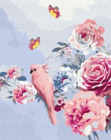 Розпис по номерах 40х50 BS33352 Папуга в квітках brushme Брашми