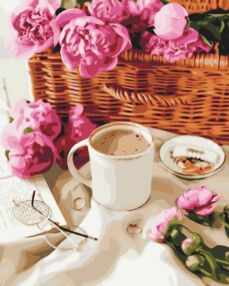 Розпис по номерах 40х50 BS38983 Піони в корзинці brushme Брашми