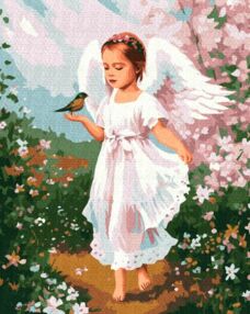 Розпис по номерах 40х50 BS53707 Ангелятко з пташкою brushme Брашми