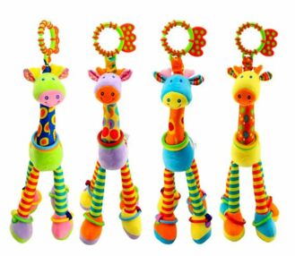Підвіска на візок жираф прорізувач шарудить плюш 3 кольори H16809-4ABCD