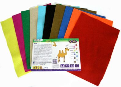 Фетр А4 10 аркушів 10 кольорів товщина 1,5 мм ZB.1914