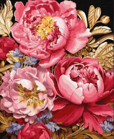 Розпис по номерах 40х50 КНО3262 Квіткове натхнення з фарбами металік extra "Ідейка"