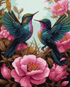 Розпис по номерах 40х50 КНО6566 Витончений колібрі з фарбами металік extra "Ідейка"