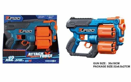 Іграшковий Пістолет механічний з подвійним барабаном та м'якими набоями ВТ316