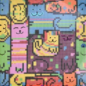 Алмазна мозаїка 18х18 JUB14388 Палітра котячих ракурсів "Strateg"