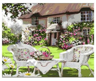 Алмазна мозаїка 30х40 GM86848 Столик біля будинку "Strateg"