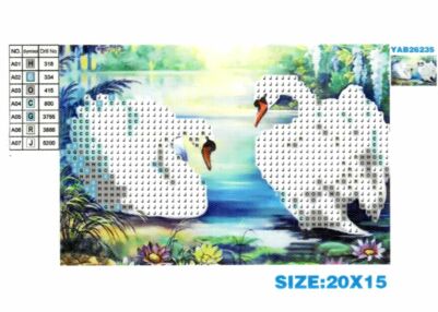 Алмазна мозаїка 10х15 YAB26235 Лебеді на воді "Strateg"