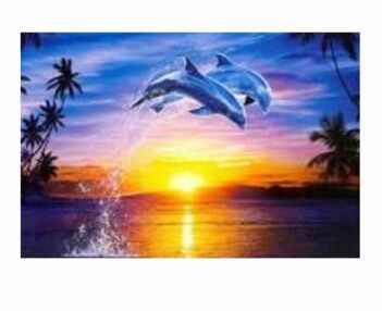 Алмазна мозаїка 10х15 YAB29566 Дельфіни на заході сонця "Strateg"