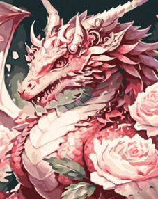 Розпис по номерах 30х40 SS6743 Квітковий дракон "Strateg"