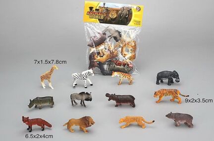 Тварини  дикі в кульку 12 штук 840