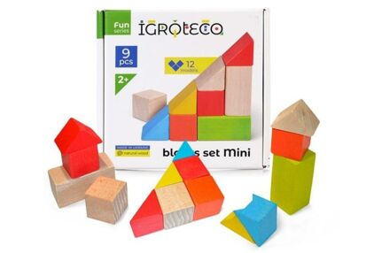 Деревяні кубики 9штук кольорові 900163