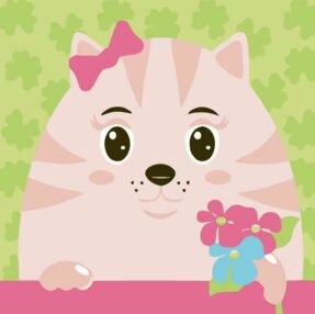 Розпис по номерах 20х20 HH7064 Кошеня з квітками "Strateg"