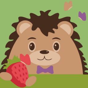 Розпис по номерах 20х20 HH7065 Їжак з полуницею "Strateg"