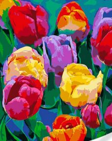Розпис по номерах 40х50 GS1625 Тюльпани поп-арт на кольоровому фоні "Strateg"
