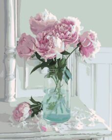 Розпис по номерах 40х50 SY6431 Квітковий ранок на кольоровому фоні "Strateg"