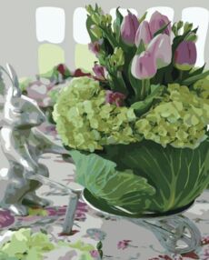 Розпис по номерах 40х50 SY6478 Капустяний букет на кольоровому фоні "Strateg"