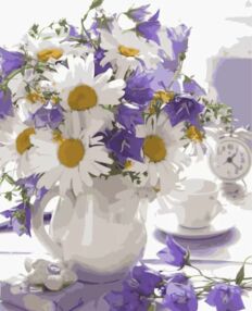 Розпис по номерах 40х50 VA-2524 Букет з ромашками на кольоровому фоні "Strateg"