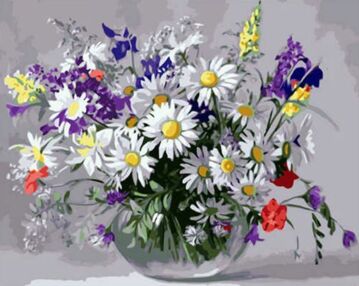 Розпис по номерах 40х50 VA-2712 Ваза польових квітів на кольоровому фоні "Strateg"