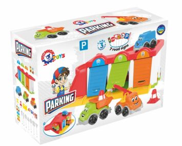 Паркінг зі спуском машинками дорожніми знаками 8584