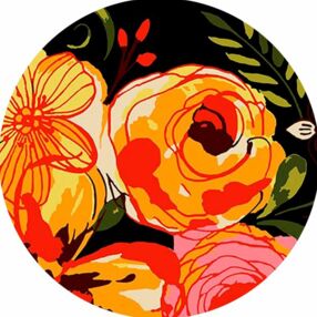 Розпис по номерах на вінілі 30х30 GP-11 Рожево-жовті квіти "Strateg"