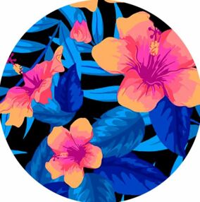 Розпис по номерах на вінілі 30х30 GP-13 Гібіскус в гамі синіх кольорів "Strateg"