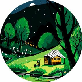 Розпис по номерах на вінілі 30х30 GP-2 Дім під зоряним небом "Strateg"