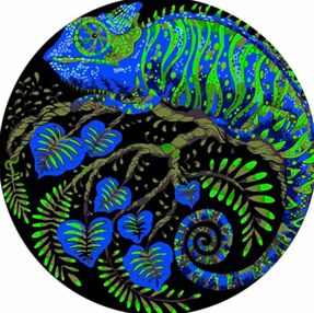 Розпис по номерах на вінілі 30х30 GP-6 Хамелеон і палітра природи "Strateg"