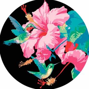 Розпис по номерах на вінілі 30х30 GP-8 Гібіскусовий рай для колібрі "Strateg"