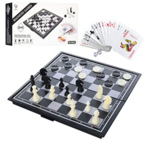 Шахи  магнітні 3 в 1 шахи шашки карти 9888А