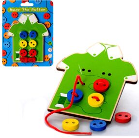 Деревяна гра шнурівка гудзики 6 штук MD 0905