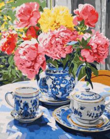 Розпис по номерах 40х50 КНО3258 Чаювання на веранді "Ідейка"