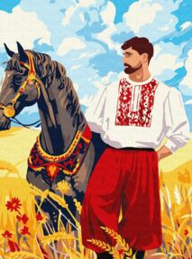 Розпис по номерах 30х40 КНО8467 Козак у полі "Ідейка"