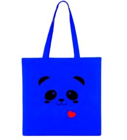 сумка шопер 45 х 45 см бязь синя панда 0117