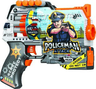 Пістолет автоматичний з барабаном та мякими набоями на батарейках 12штук  ВН119