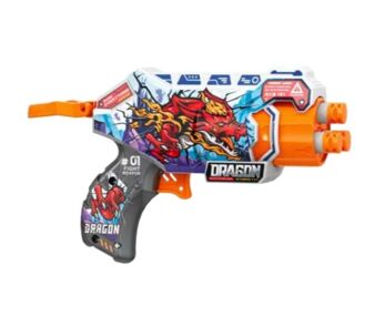 Іграшковий Пістолет механічний з барабаном та мякими набоями дракон 4 штуки  ВН128