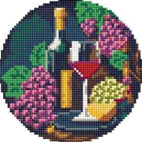 Алмазна мозаїка d19см АМ-R7922 Вишукана дегустація на круглому підрамнику "Ідейка"