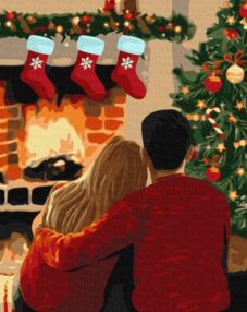 Розпис по номерах 40х50 КНО8319 Удвох біля каміна "Ідейка"