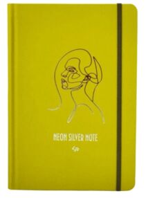 блокнот А5 96аркушів Neon silver note olive на резинці