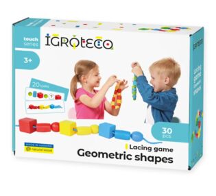 гра деревяна шнурівка Геометрика 30 штук 0019