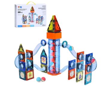 Конструктор магнітний трубчатий лабіринт кульки 12штук  68 деталей  9935B